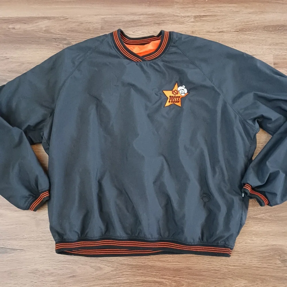 Vintage OSU Posse Reversible Windbreaker Pullover Orange Black Mens L Alamo Bowl